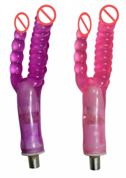 Masturbatore doppio dildo Masturbatore doppio Testa Attaccamento realistico Accessori vaginali e anali Accessori per macchine per sesso Toys8298133