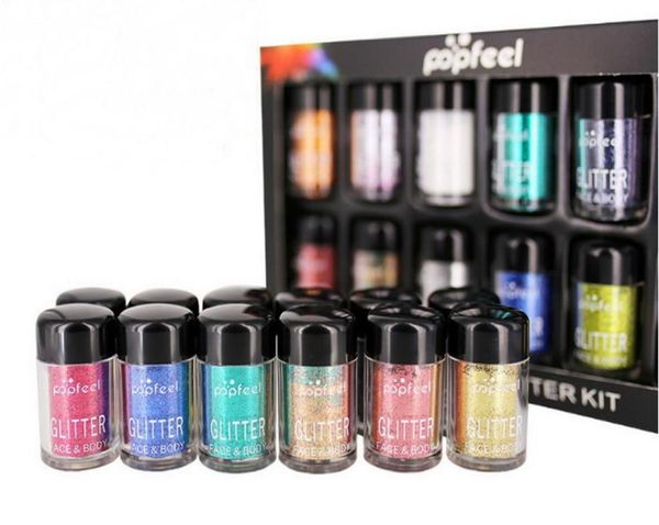 Halloween Eye Make -up Luxuskörper Glitter 12 Stück Pigment Set Single Lose Lidschatten Luminoushellern Pulver Gesichtsaugen Schatten Kit4175602