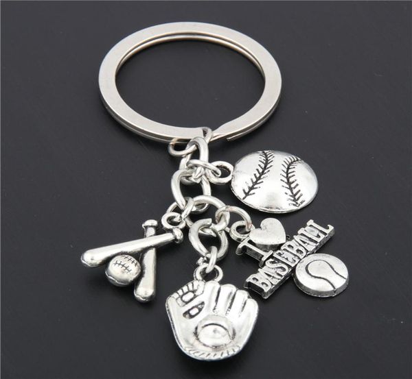 10pcsilver Farbanhänger Ich liebe SoccerbaseballBasketball -Schlüsselkette mit Schuhschlüssel Ring Geschenk für Auto Keychain Jubel Schmuck 8314468