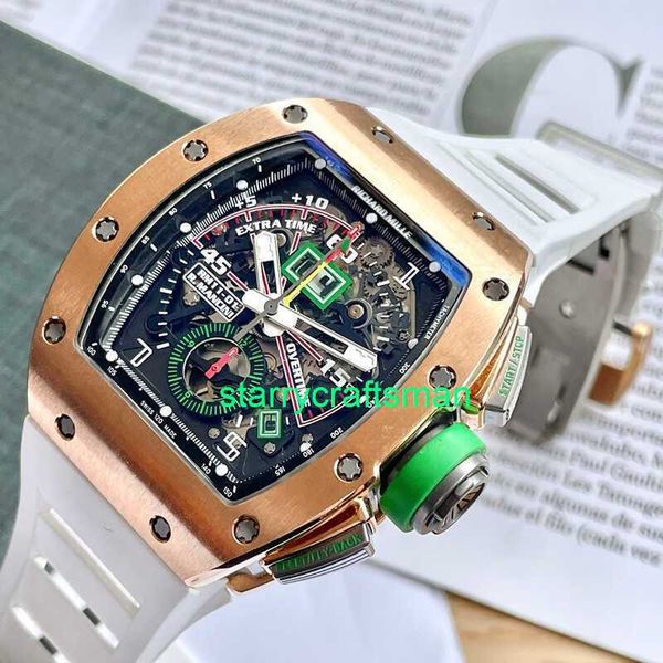 RM Luxury Watches Watch Mechanical Mills Série masculina RM11-01 Rose Gold Lateral Titanium Mancini Mechanical Automático 50x42.7mm Selógio masculino Set STJ5