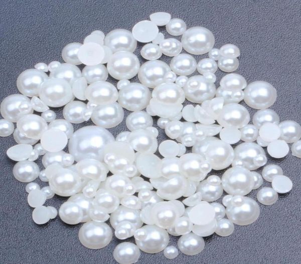 White and Ivory 1000pcs 16 mm a mezza rotonda piatta per perle di perle incollate su gemme in resina per abiti abiti Accessori per gioielli fai -da -te55582955