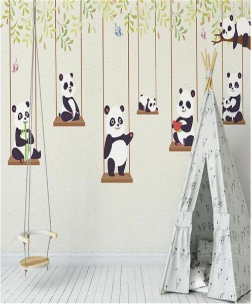 3D Custom Cartoon Painting Tapete Cartoon Panda Kinderzimmer Hintergrund Waage wasserdichte umweltfreundliche Wand Mural272J7146452