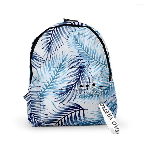 Rucksack trendy Blattmuster Rucksäcke Jungen/Mädchen Pupil Schultaschen 3D -Druck Schlüsselanhänger Oxford wasserdichte lustige niedliche kleine kleine kleine