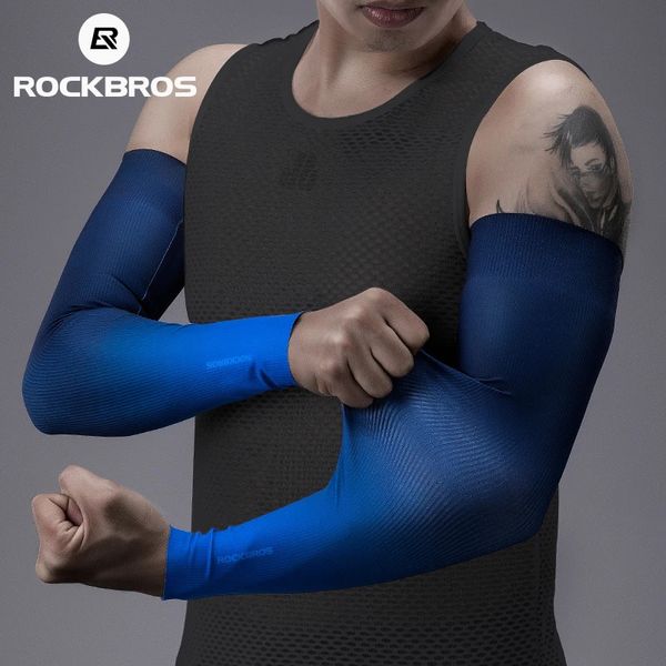 Rockbros Bicycle Arm Cover Protection UV Protection Ice Silk Cober sem costura Running Basketball Compression Capa de braço quente 240425