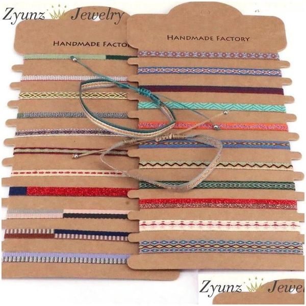 Braccialetti di bracciali 20pcs Mix Color Colore Incessato Bracciale per le donne Pseras Mujer Boemian Regolabile corda in tessuto a mano boho gioielli dhyvf