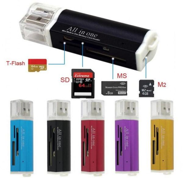 Novo All in One USB 20 Multi Memory Card Reader para Micro SDTF M2 MMC SDHC MS DHL5292897