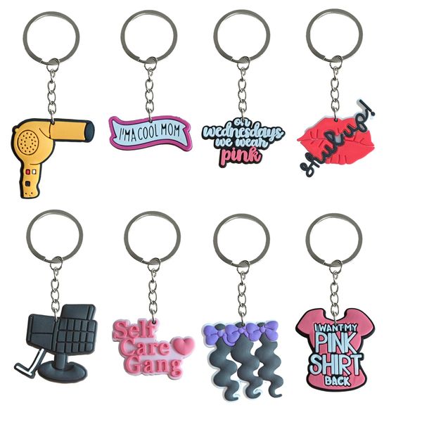 Keychains coitulares de barbeiros tema 33 Keychain para festas de aniversário de dia escolar Presente Men Backpack Keyring