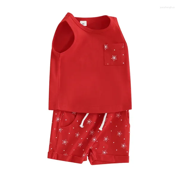 Roupas conjuntos de roupas para bebês roupas de menino sem mangas tops shorts conjunto de roupas fofas de verão