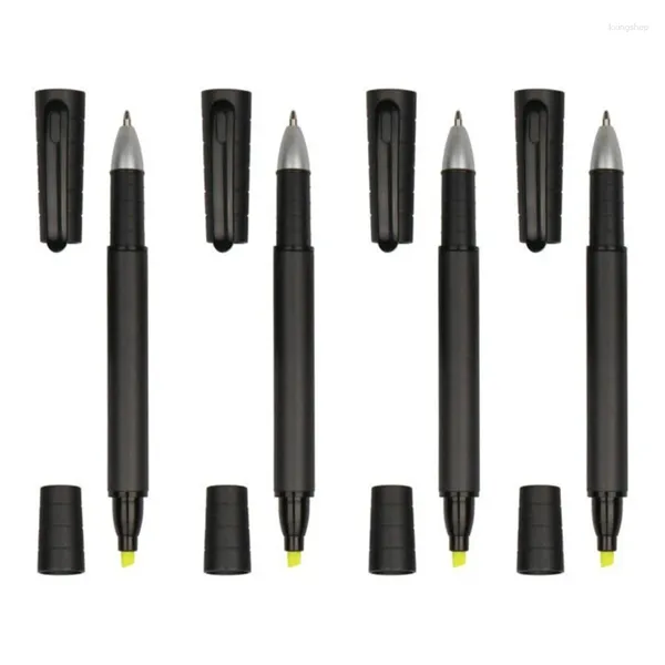 Флуоресцентный маркер ручка Черный гель 2-в-1 двойной кончики с двойным накладным цветом.