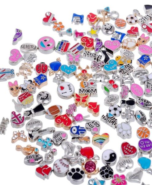 Tsunshine Whole 50pcs Floating Charms Lot für DIY Glass Living Memory Locket Mix Silber Gold Color3665715