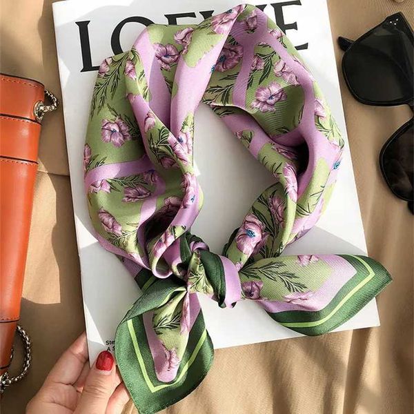 Sciarpe 2023 seta di lusso Skinny Scarf bush manedbon Ladies Little Cat Stamp Abbandono piccoli capelli Scarpe a fascia Female Female T240508