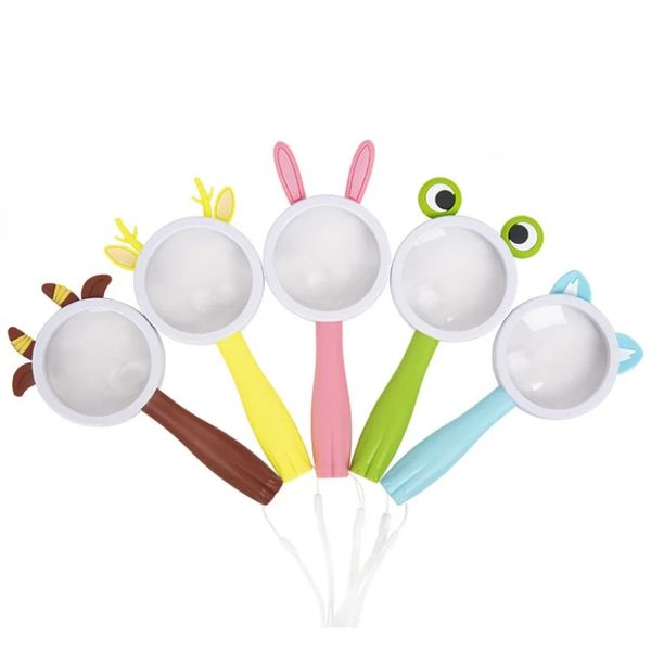 5x Kinder Anti-Fall-Lupe Loupe Handheld Cartoon Tiervergrößerungsbrille Kindergärtner Wissenschaft Experiment Spielzeug süße Geschenke