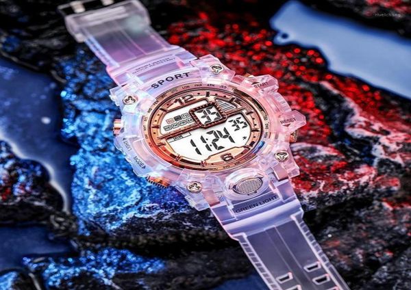 Relógios de punho Moda Transparente Watch Men039s LED LED Digital Outdoor Multifunction Multifunction Propertício Estudante de esportes militares RELOJES HO6480603