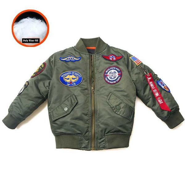 Jackets masculinos 2-12 YESSARS TOPGUN PACTH ROPOS DOVIMENTO MENINOS MENINOS MENIMOS CRIANÇAS CRIMENTES US Army MA-1 Bomber Flight Jackets Coats T240507