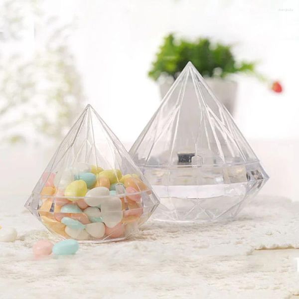 Geschenkverpackung 12pcs/Set Diamond Form Candy Box Lebensmittelqualität Transparent Plastikbehälter Halloween Kinder Aufbewahrung Blume Blume