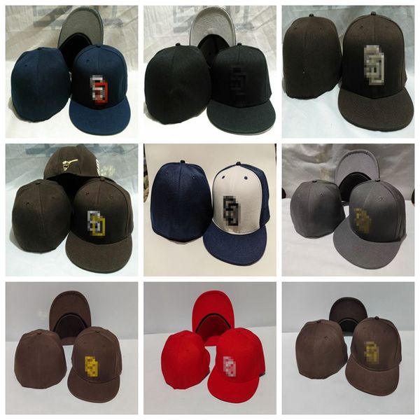 Padres- SD Letter Baseball Caps новейшие прибытие мужчины женщины хип-хоп оптовые кости с полной закрытой установленными шляпами