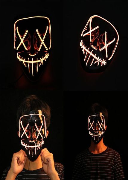 20 стилей Хэллоуин светодиодные маски для маски для косплей -маски клуб клуб Lighting DJ Party Mask Bar Joker Face Guards5669176