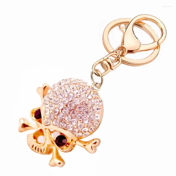 Tornari incantesimo Rhinestone cranio catena di tastiera Porta del supporto per portata Keychain Borse Keyring Carfobs Creative Trinket for Women Gift R165