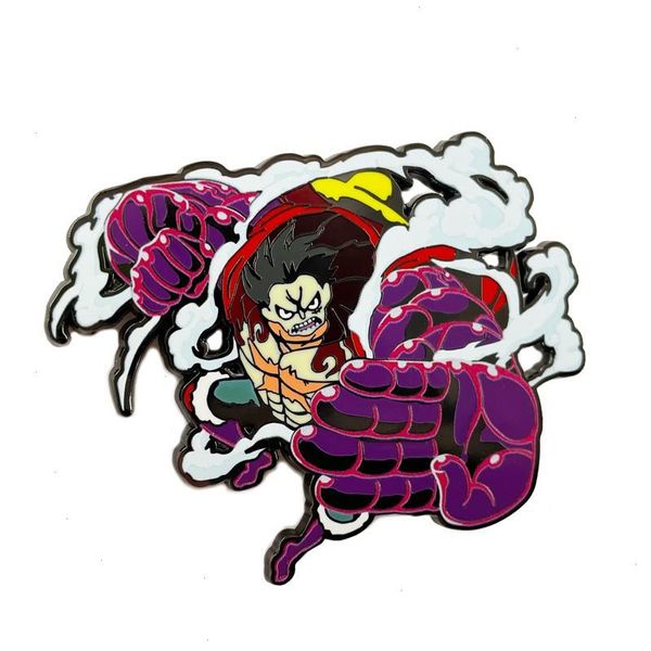 Personagens de uma peça Anime One Piece Gear Quarto Macaco D Luffy Metal esmalte o pino de broche do crachá