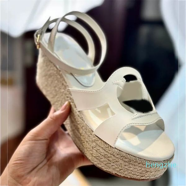 Санжевые сандалии женские дизайнерские каблуки платформа веревочная подошва коричневая роскошная сандалия летние пляжные туфли для обуви для вечеринок.