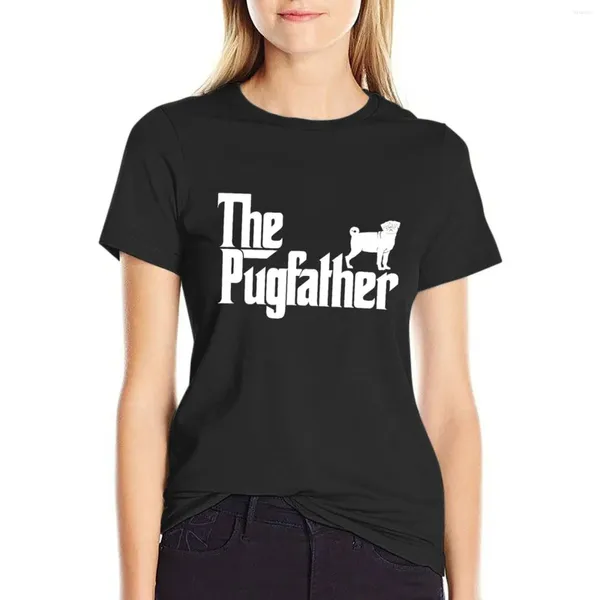 Polos da donna il pugfather Funny Pug Dog Fathers Day T-shirt Aesthetic Aesthetic Copts Female Thirt for Women
