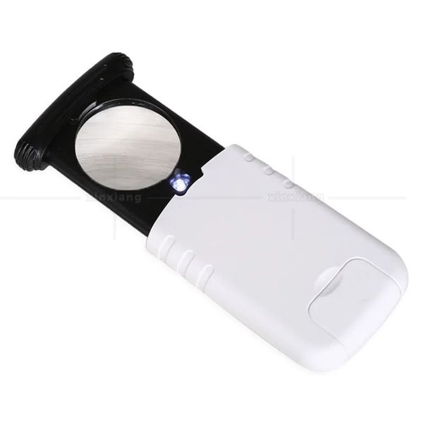 Licicchiatore a led illuminato, mini ingrandimento pieghevole Pocket pieghevole gioielli portatili che lettura di latta in vetro