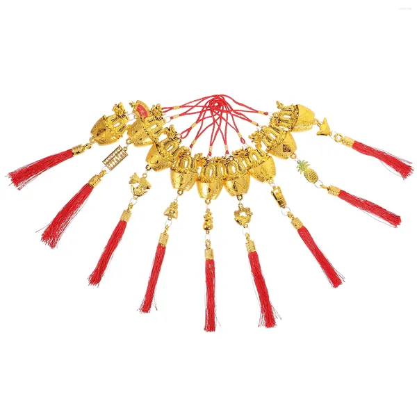 Fiori decorativi 9 pezzi decorazioni oro a ciondoli a ciondoli porta anteriori in plastica in stile cinese ornament pendenti