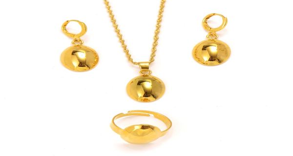 10k nunca quebrou novamente o conjunto de jóias de joias de ouro redondo bola de colar de pingente de colar de anel de anel indiano Bollywood1139140