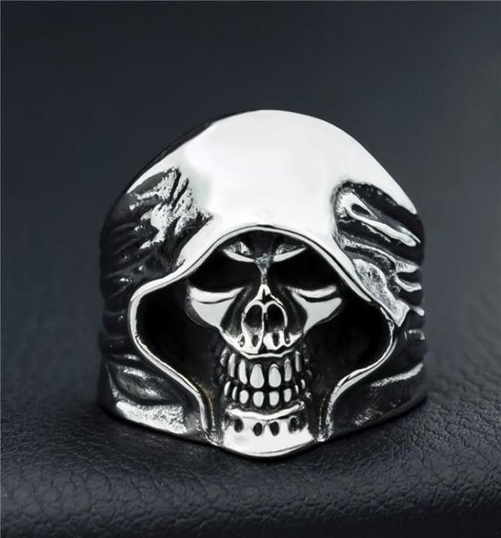Homens de moda Skeleton Guy Punk Style Retro Grim Reaper Skull Anéis