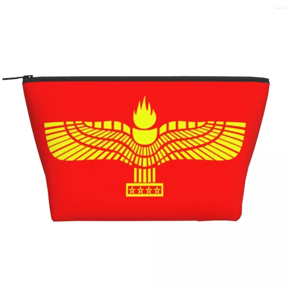 Kosmetische Taschen Aramäische Suryoyo -Tasche Frauen süße große Kapazität Syrische Assyrien Flagge Make -up -Hülle Schönheit Aufbewahrung Toilierte