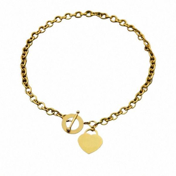 Gold Heart Halskette Marke Luxusschmuck Frauen Anhänger Nencklaces Sier Kette Japan und koreanischer Stil Stainl Steel Halskette Liebhaber Pe A6um#