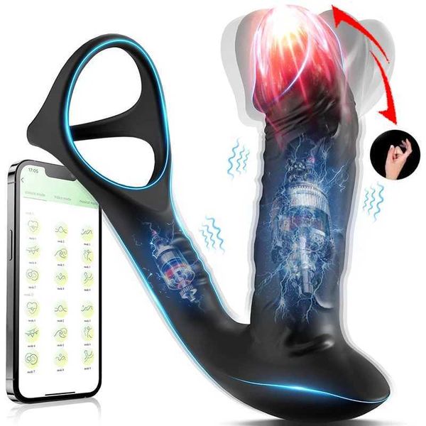 Altri oggetti di bellezza della salute Maschio Controllo dell'orgasmo Prostato Massager Vibratore anale con anello di cazzo di cazzo Penna spina vibrante Wiggle Real Dildo Gay Y240503