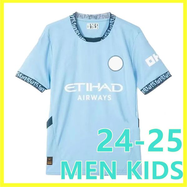 24 25 Haaland Futbol Forma Foden De Bruyne Phillips Mans Mans Şehirleri Yunan Ferran Mahrez Bernardo Joao Cancelo Z Rodrigo Futbol Gömlek Erkek Çocuk Kit Üniformaları 2025