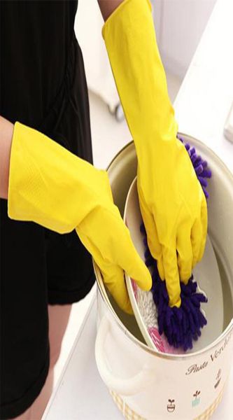 Luvas de limpeza Cuidados com a pele diária Trabalho de látex Non -lip lavanderia Luvas de lavagem de louça de cor sólida XG00839099638