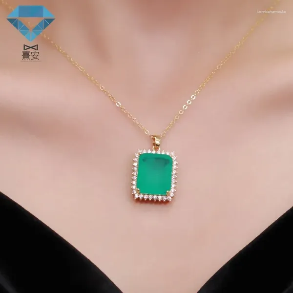 Anhänger Halsketten Emerald Square Imitation Paraiba Zirkonia Halskette Xian Edelsteine