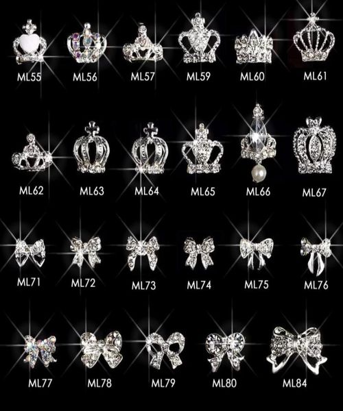 100 pezzi di corona d'argento fiocchi di rinestone design per chiodo in lega 3d dignit art a corona fai da te per le decorazioni a sospensione Accessori ML55849204199