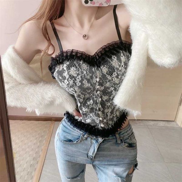 Женские танки кружевные цветочные печати Cami Crop Tops Tops Summerole Женская трубка Топ Элегантный Тонкий Шорт -Жилеты Сексуальные Y2K Жемчужина