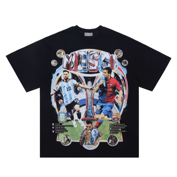 23SS Avrupa Futbol Yıldızları Baskı Tee Vintage Tasarım T Shirt Plus Boyut Bahar Yaz Moda Kaykay Erkekleri Kadınlar 879 Tshirt 286B