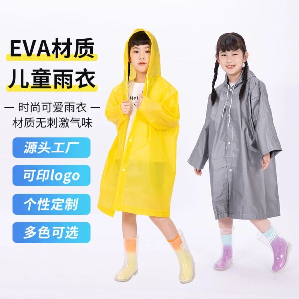 Gear Eva kalınlaşmış çocuklar yağmurluk yeniden kullanılabilir şeffaf moda kapşonlu yağmur ceket kız ve çocuk açık tur sevimli yağmurluk