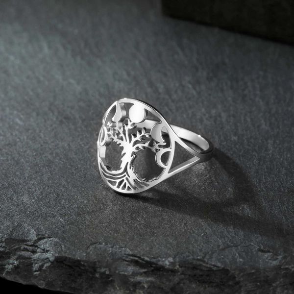 Anéis de casamento Skyrim Moon Fase Tree of Life Ring Aço inoxidável homem homem anéis de dedos wiccan amulet jóias presente por atacado