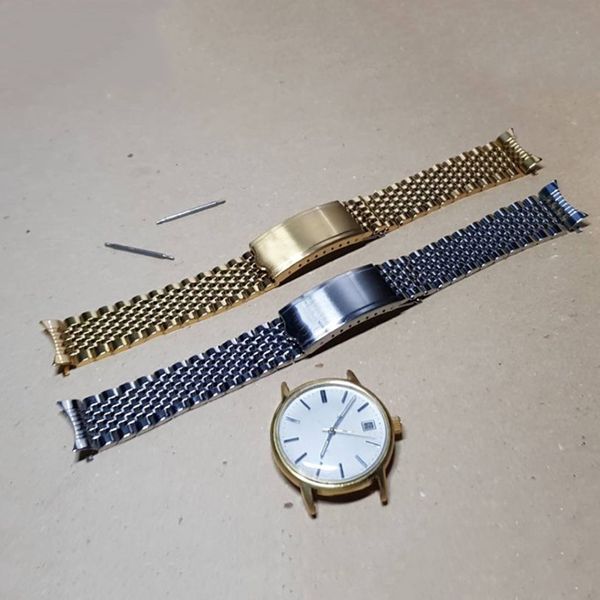 18 20mm Silber Gold Uhrengurtbänder Solid 316L Edelstahl mit hohlem Link Luxus Uhrenband Bracelet Schließschnalle für OMEG OMEG 298c