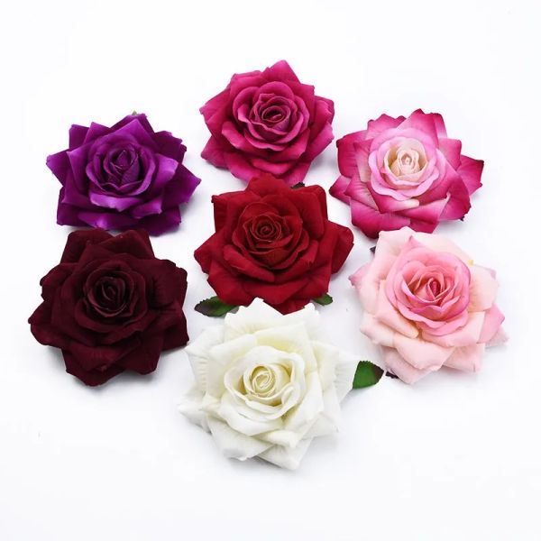 Wrinalhs 50pcs 10cm Big Roses Artificial Flower Home Decoration Christmas Wreaths Wedding Bridal Acessors Cleance Headwear Broche