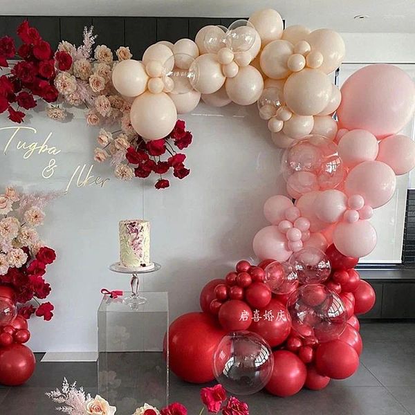 Decoração de festa Ruby Rosa Rosa Balões Garland Kit Valentine Balloon Arch Globos Wedding Wedding Day Decor Decor Baby Church Birthday Birthday Birthday