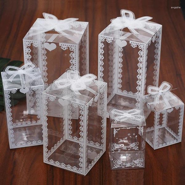 Wrap regalo 10pcs Clear PVC Box Packing Wedding/Christmas Cake Chocolate Candy Event Event Transparent Box/Case Wholesale