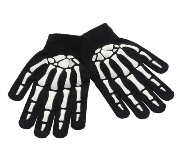 LuxuryUnisex Взрослые дети зимние велосипеды Full Fillced Gloves Halloween ужасный череп скелет скелет Antiskid Rubber Outdoor6279753