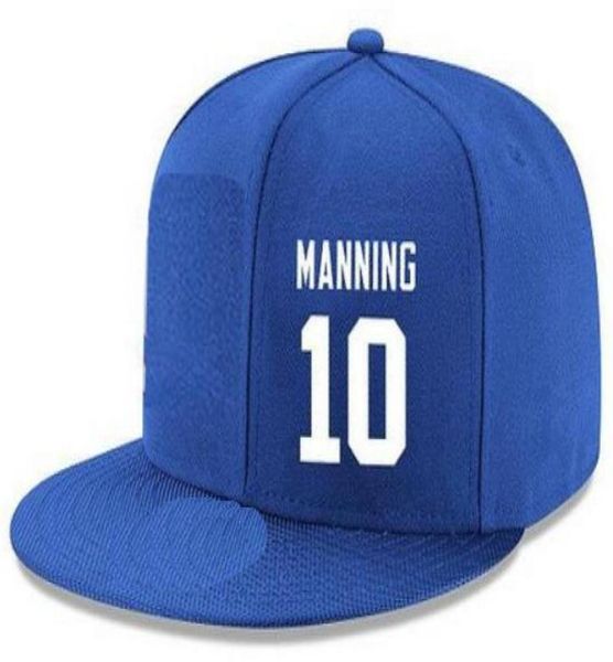 HATS SNAPBACK Custom qualquer nome do jogador número 10 Manning Giants Chapéus personalizados Todos os tampas da equipe aceitam bordados planos personalizados LO4423939