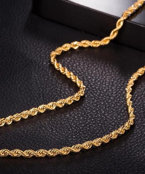 Ketten 3mm dünne Seilkette Halskette für Frauen Männer 18K Gelbgold gefülltes Klassiker Ed Knot Schmuck Geschenk 45 cm lang7744324