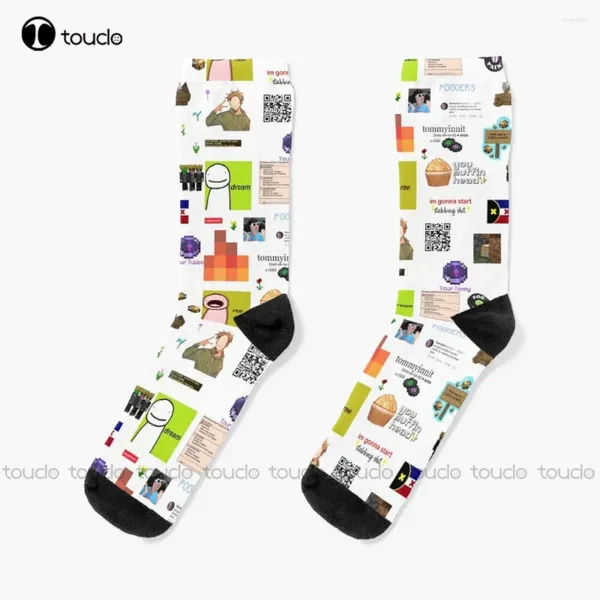 Женские носки Dream Dream Smp Memes Girls Персонализированные пользовательские унисекс взрослые подростки молодежь 360 ° цифровой печатный рождественский подарок смешной носок