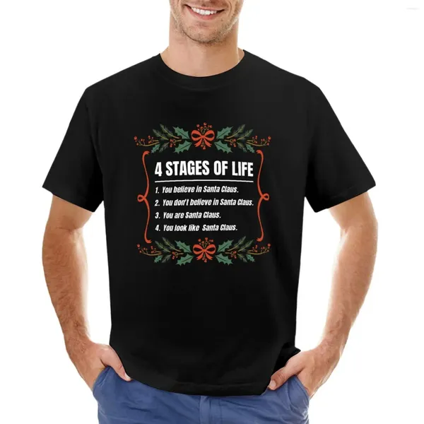 Männer Polos Die vier Etappen des Lebens Santa Claus List Lustige Feiertage Witz T-Shirt Edition Anime süße Tops Kurzarm Tee Männer Männer