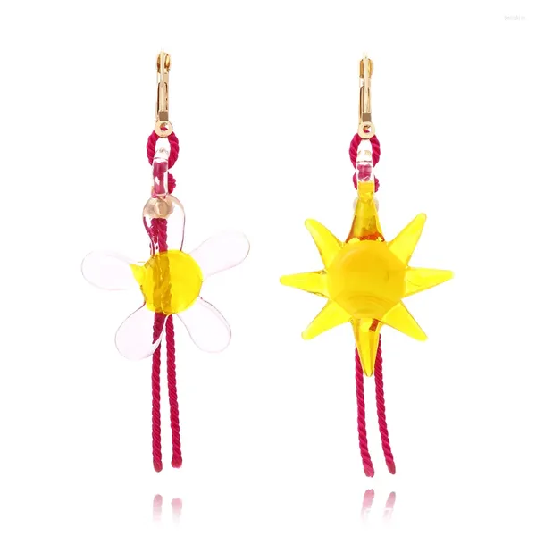 Dangle Ohrringe Metallharz Sonnenblume Quasten für Frauen Einfache Trenddesign Schmuckpartyzubehör